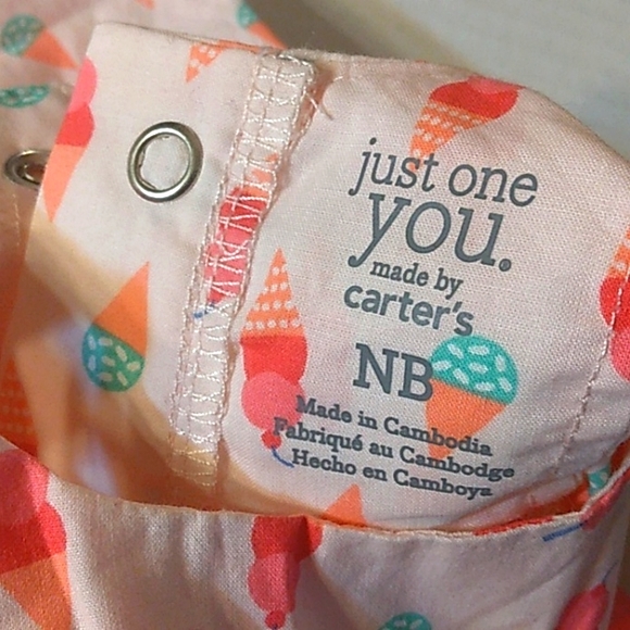 ☆NWT☆Newborn Girl Carter's Pretty Pink Ice Cream cones Dress Romper♡ - Picture 9 of 9